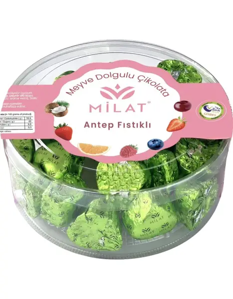 Milat Antep Fıstık Dolgulu Sütlü Çikolata 300 Gr - 1