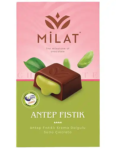 Milat Antep Fıstık Dolgulu Sütlü Çikolata 60 Gr - Milat