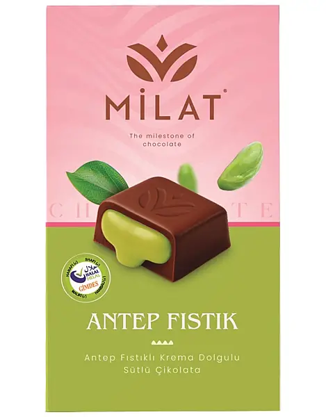 Milat Antep Fıstık Dolgulu Sütlü Çikolata 60 Gr - 1
