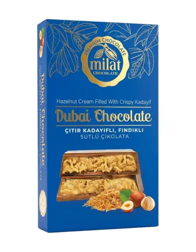 Milat Dubai Çıtır Kadayıflı Fındıklı Sütlü Çikolata 60 Gr - 1