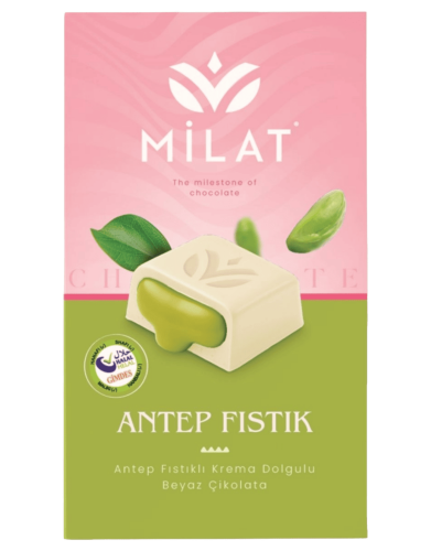 Milat Premıum Antep Fıstık Dolgulu Beyaz Çikolata 60 Gr - MİLAT