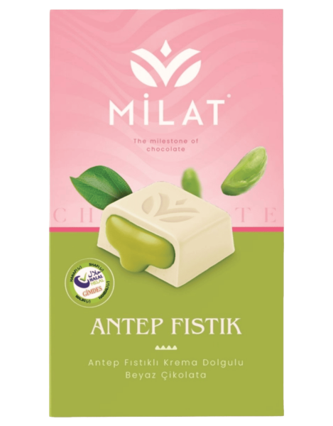 Milat Premıum Antep Fıstık Dolgulu Beyaz Çikolata 60 Gr - 1