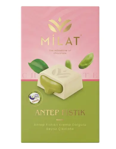 Milat Premıum Antep Fıstık Dolgulu Beyaz Çikolata 60 Gr - MİLAT