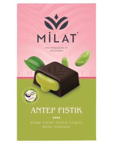 Milat Premıum Antep Fıstık Dolgulu Bitter Çikolata 60 Gr - MİLAT