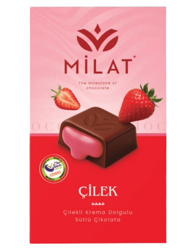 Milat Premıum Çilek Dolgulu Sütlü Çikolata 60 Gr - MİLAT