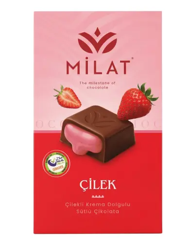 Milat Premıum Çilek Dolgulu Sütlü Çikolata 60 Gr - MİLAT
