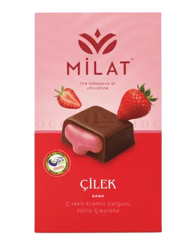 Milat Premıum Çilek Dolgulu Sütlü Çikolata 60 Gr - MİLAT
