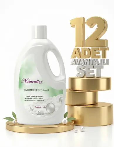 Naturalive Beyazlar Sıvı Çamaşır Deterjanı 12x2,50 Lt - Naturalive