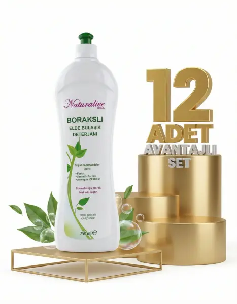 Naturalive Borakslı Elde Bulaşık Deterjanı 12x750 Ml - 1
