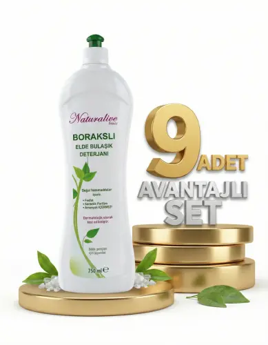 Naturalive Borakslı Elde Bulaşık Deterjanı 9x750 Ml - NATURALİVE BEAUTY