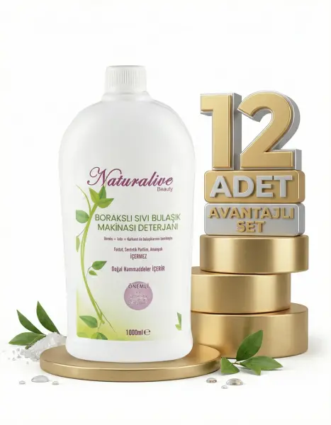 Naturalive Borakslı Sıvı Bulaşık Makine Deterjanı 12x1000 Ml - 1
