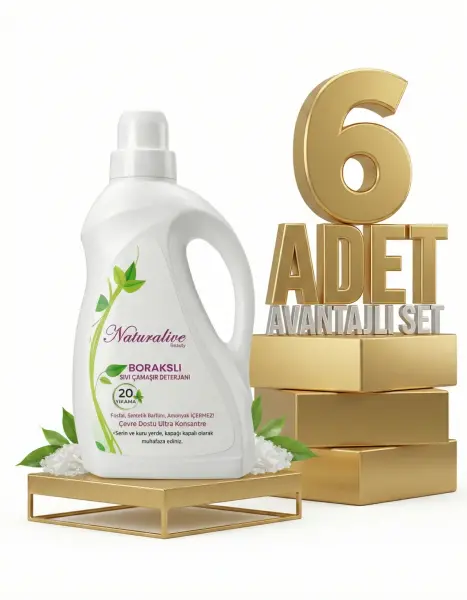 Naturalive Borakslı Sıvı Çamaşır Detarjanı 6x1000 Ml - 1