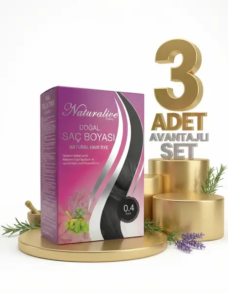 Naturalive Doğal Saç Boyası Siyah 04 x3 - 1