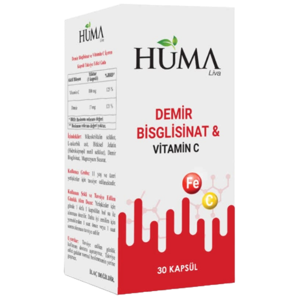 Naturalive Huma Demir Bisglisinat Vitamin C 30 Kapsül - 1