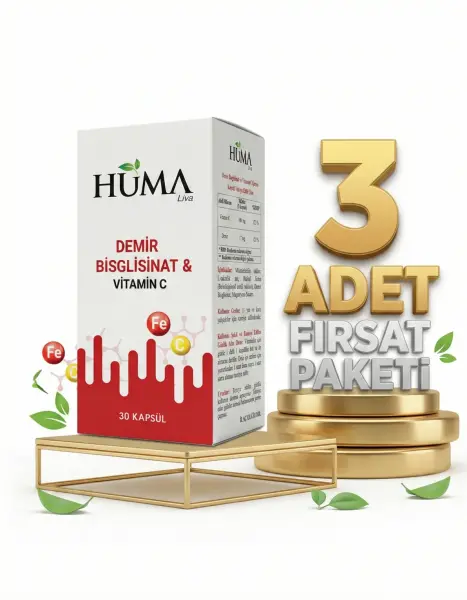 Naturalive Huma Demir Bisglisinat Vitamin C 30 Kapsül x3 - 1