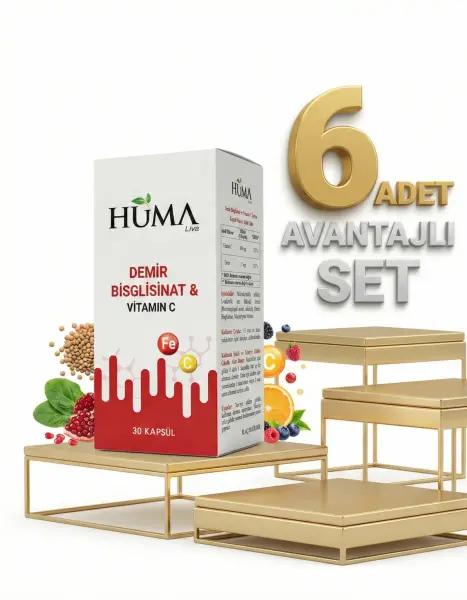 Naturalive Huma Demir Bisglisinat Vitamin C 30 Kapsül x6 - 1