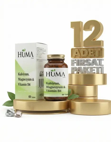 Naturalive Huma Kalsiyum, Magnezyum Vitamin B6 60 Tablet x12 - 1