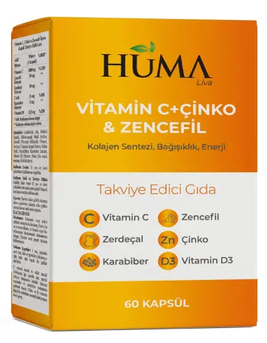 Naturalive Huma Vitamin C+Çinko Ve Zencefil 60 Kapsül - NATURALİVE