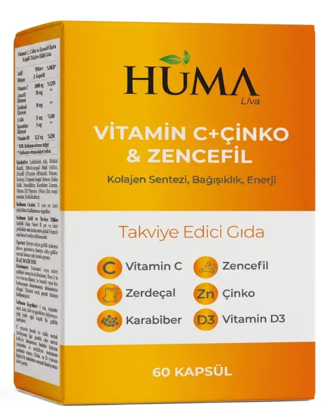 Naturalive Huma Vitamin C+Çinko Ve Zencefil 60 Kapsül - 1