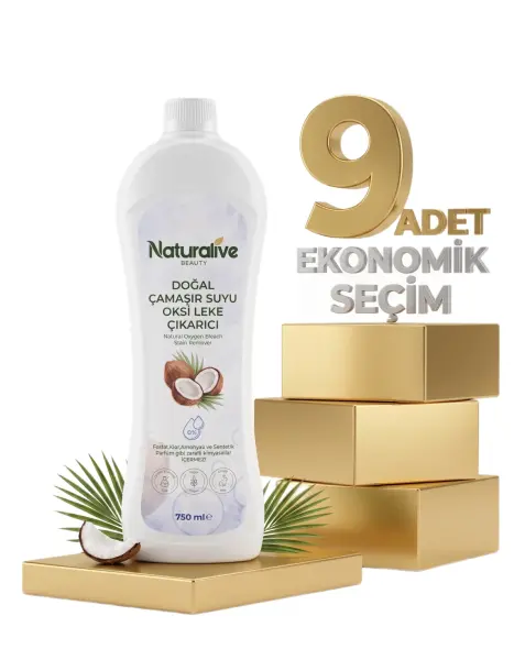 Naturalive Doğal Çamaşır Suyu Oksi Leke Çıkarıcı 9x750 Ml - 1