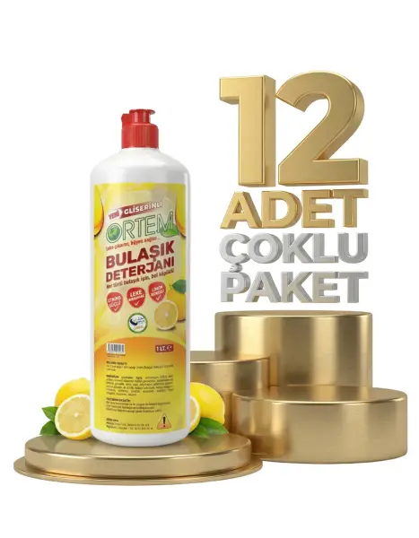 Ortem Bulaşık Deterjanı Elde Yıkama 12x1 Lt - 1