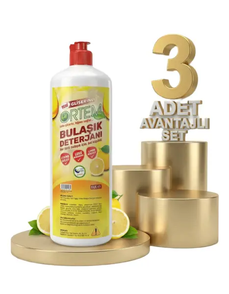 Ortem Bulaşık Deterjanı Elde Yıkama 3x1 Lt - 1