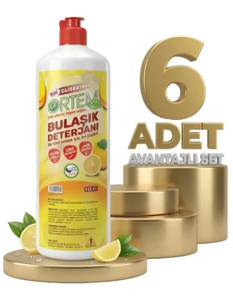 Ortem Bulaşık Deterjanı Elde Yıkama 6x1 Lt - 1