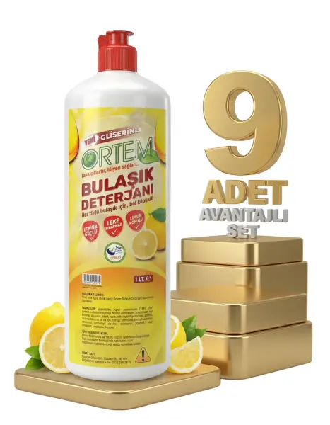 Ortem Bulaşık Deterjanı Elde Yıkama 9x1 Lt - 1