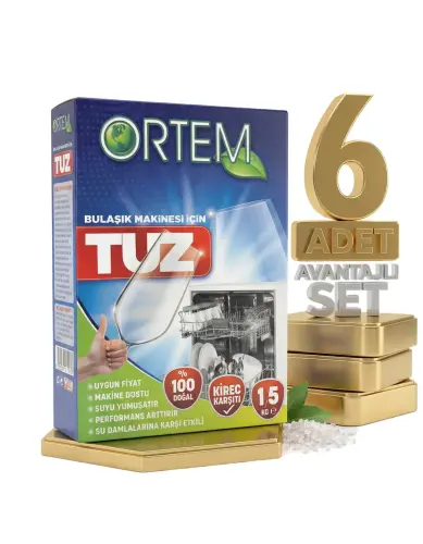 Ortem Bulaşık Makine Tuzu 6x1,5 Kg - Ortem