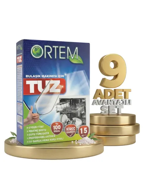 Ortem Bulaşık Makine Tuzu 9x1,5 Kg - 1
