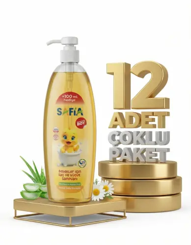 Safia Bebek için Saç ve Vücut Şampuanı 12x750 Ml - SAFİA