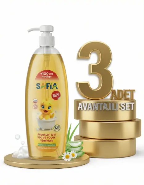 Safia Bebek için Saç ve Vücut Şampuanı 3x750 Ml - 1