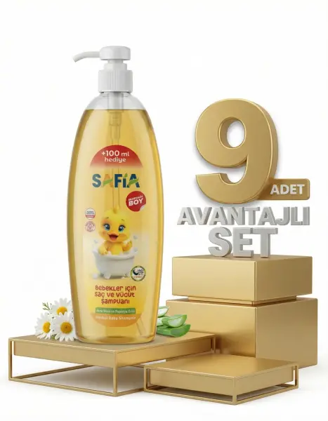 Safia Bebek için Saç ve Vücut Şampuanı 9x750 Ml - 1