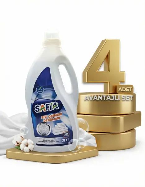 Safia Bitkisel Sıvı Çamaşır Makine Deterjanı Beyazlar 4x3 Lt - 1