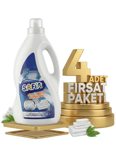 Safia Bitkisel Sıvı Çamaşır Makine Deterjanı Beyazlar 4x3 Lt - SAFİA