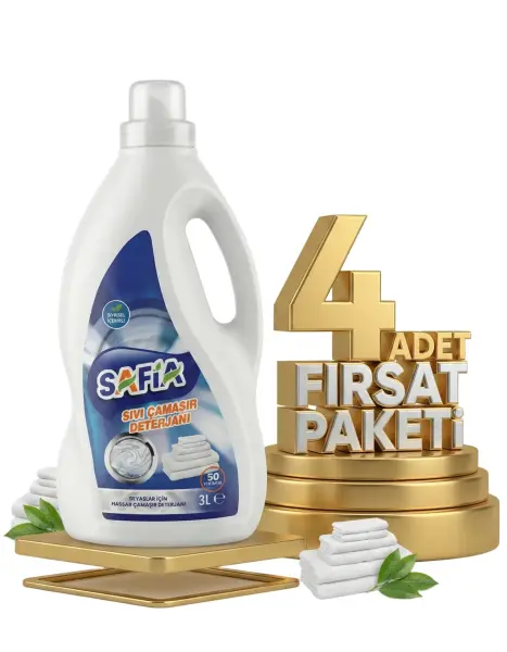 Safia Bitkisel Sıvı Çamaşır Makine Deterjanı Beyazlar 4x3 Lt - 1