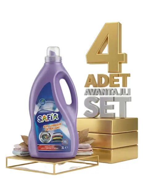 Safia Bitkisel Sıvı Çamaşır Makine Deterjanı Renkliler 4x3 Lt - 1