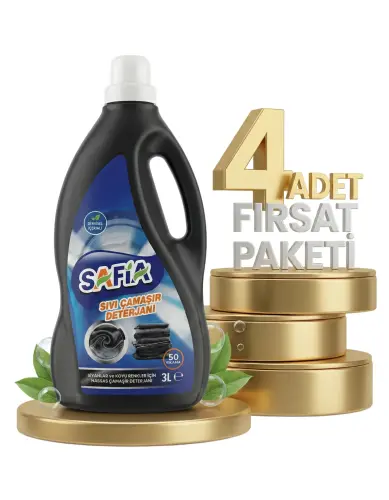 Safia Bitkisel Sıvı Çamaşır Makine Deterjanı Siyahlar 4x3 Lt - SAFİA