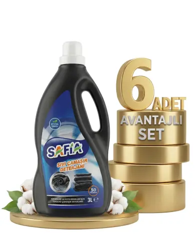 Safia Bitkisel Sıvı Çamaşır Makine Deterjanı Siyahlar 6x3 Lt - SAFİA