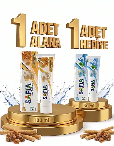 Safia Diş Macunu Misvak ve Propolis 100 ml Alana Safia Diş Macunu Yeşil Çay ve Himalaya Tuzu 60 ml Hediye - AFİA