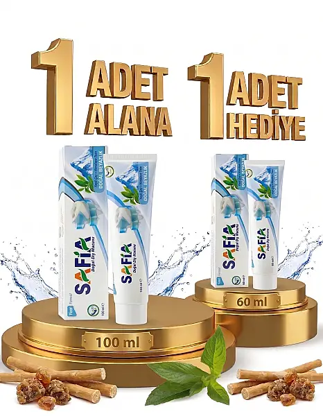 Safia Diş Macunu Yeşil Çay ve Himalaya Tuzu 100 ml Alana Safia Diş Macunu Yeşil Çay ve Himalaya Tuzu 60 ml Hediye - 1