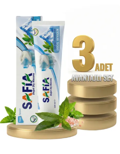 Safia Diş Macunu Yeşil Çay ve Himalaya Tuzu 3x100 ml - 1