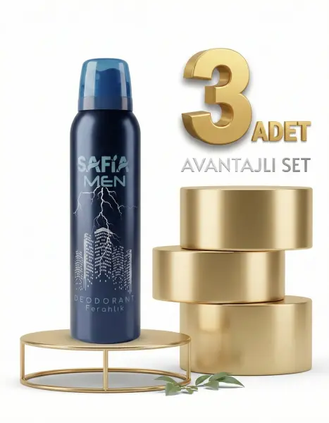 Safia Doğal Erkek Deodorant Ferahlık 3x150 Ml - 1