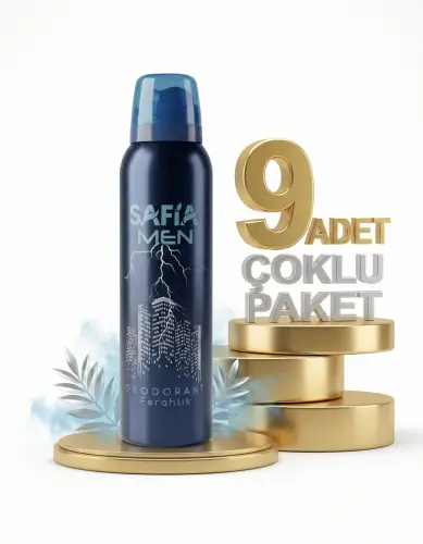 Safia Doğal Erkek Deodorant Ferahlık 9x150 Ml - SAFİA