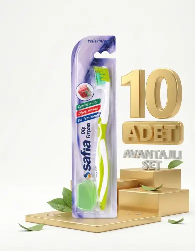 Safia Tekli Yetişkin Orta Diş Fırçası 10lu - 1
