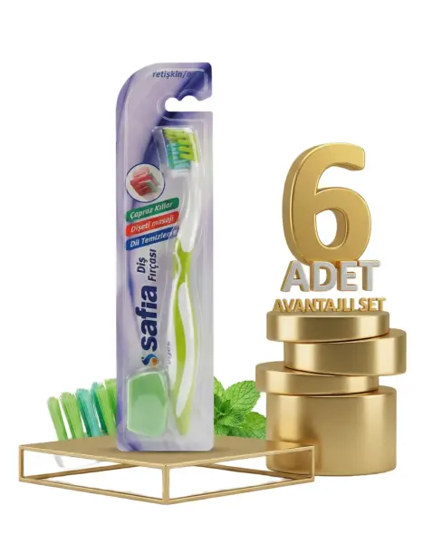 Safia Tekli Yetişkin Orta Diş Fırçası x6 - 1
