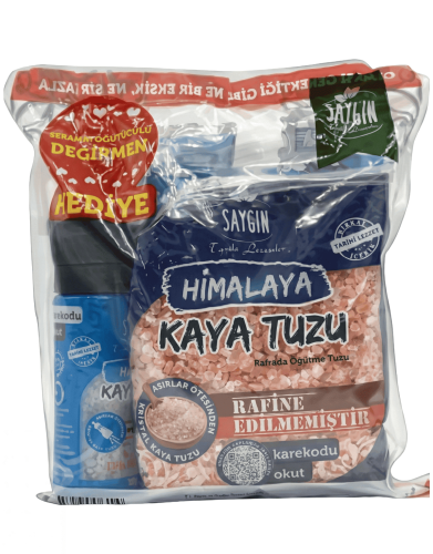 Saygın Tuz Değirmen Hediyeli Üçlü Set (500 Gr + 500 Gr + 110 Gr) - SAYGIN