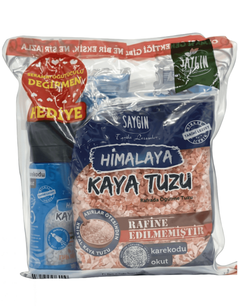 Saygın Tuz Değirmen Hediyeli Üçlü Set (500 Gr + 500 Gr + 110 Gr) - 1