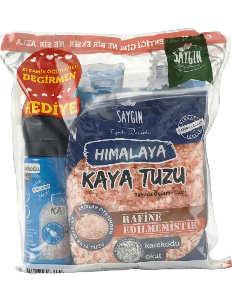 Saygın Tuz Değirmen Hediyeli Üçlü Set (500 Gr + 500 Gr + 110 Gr) - 1