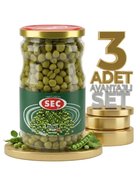 Seç Cam Kavanoz Taze Bezelye Konservesi 3x720 Gr - 1